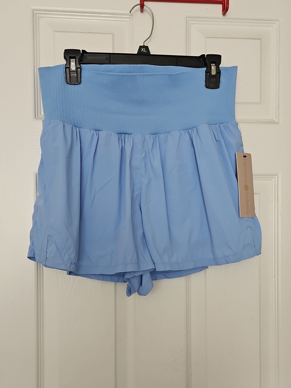 Women's Light Blue High-Waist Athletic Shorts
